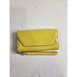 LODIS Italian LEATHER Yellow /hot pink Interior TRIFOLD CHECKBOOK WALLET